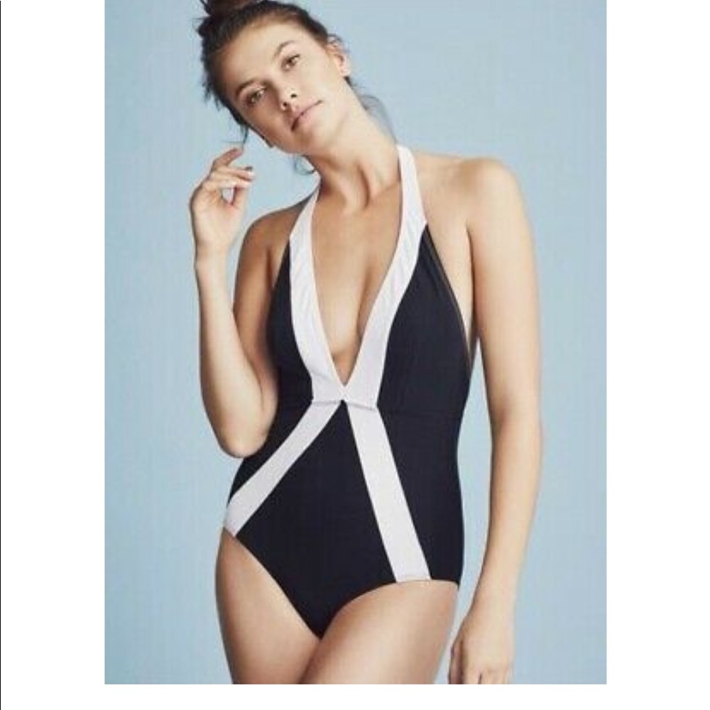 NWT Flagpole Deep V Plunge Halter Swim